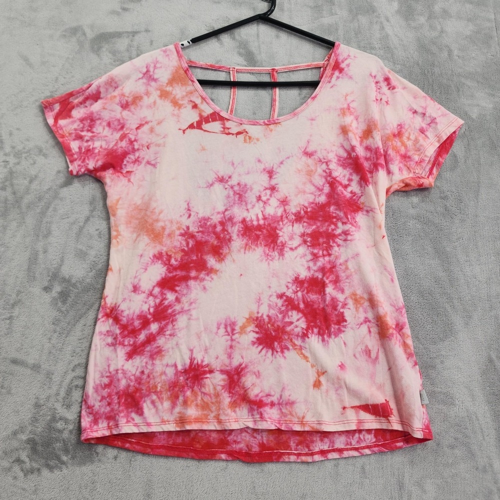 Marika Top Womens M Pink‎ Tie Dye Scoop Neck Strappy Back Lightweight Yoga Gym